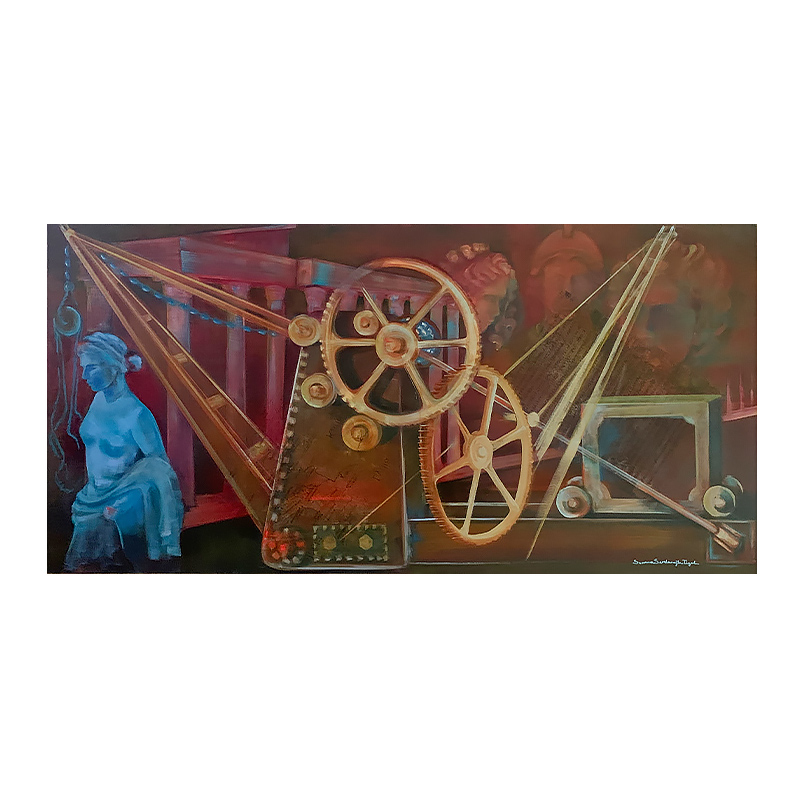 Tuval üzerine Yağlı boya Karışık teknik - 70x140 cm