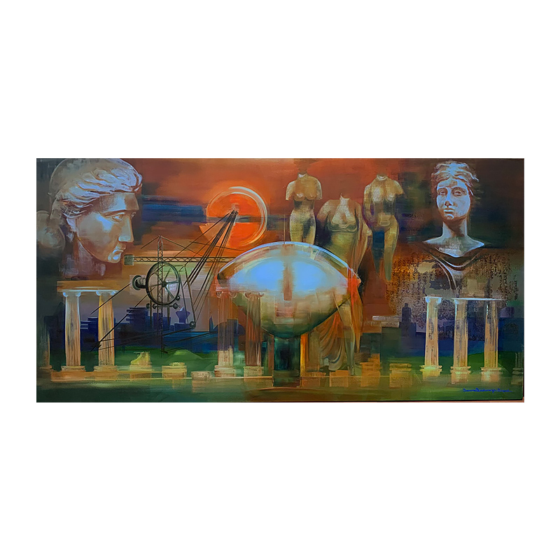 Tuval üzerine Yağlı boya Karışık teknik - 70x140 cm