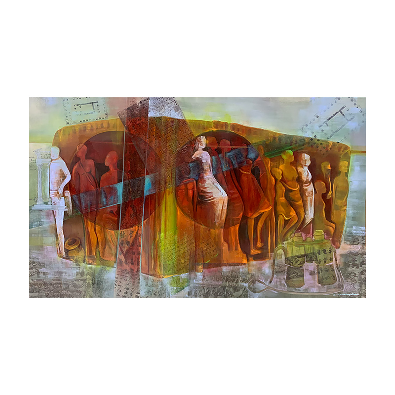 Tuval üzerine Yağlı boya Karışık teknik - 90x150 cm